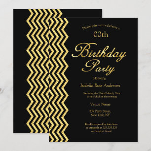 Goldener Chevron-Streifen Schwarz Gold Eleganter G Einladung