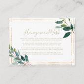 Goldener Chic Eucalyptus Honeymoon Wish Begleitkarte (Vorderseite)