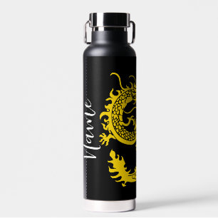 Goldener chinesischer Drache ästhetisch Matt Schwa Trinkflasche