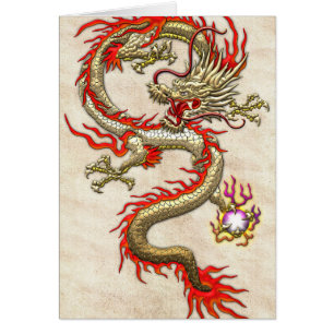 Goldener chinesischer Drache Fucanglong auf Reißpa