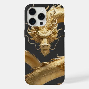 Goldener chinesischer Drache Kunst Mythisches Fa iPhone 15 Pro Max Hülle