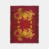 Goldener chinesischer Drache mit altem Ideogramm F Fleecedecke (Vorderseite)