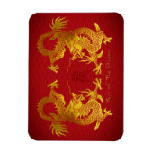 Goldener chinesischer Drache mit altem Ideogramm F Magnet (Vertikal)