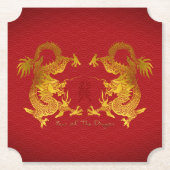 Goldener chinesischer Drache mit altem Ideogramm P Untersetzer (Vorderseite)