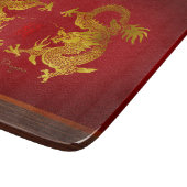 Goldener chinesischer Drache mit alter Ideogramm C Schneidebrett (Ecke)