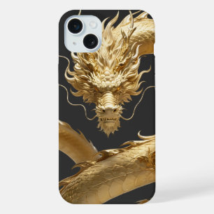 Goldener chinesischer Drachen Kunst   Mythisches F iPhone 15 Plus Hülle