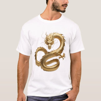 Goldener chinesischer Drachen Kunst | Mythisches F T-Shirt