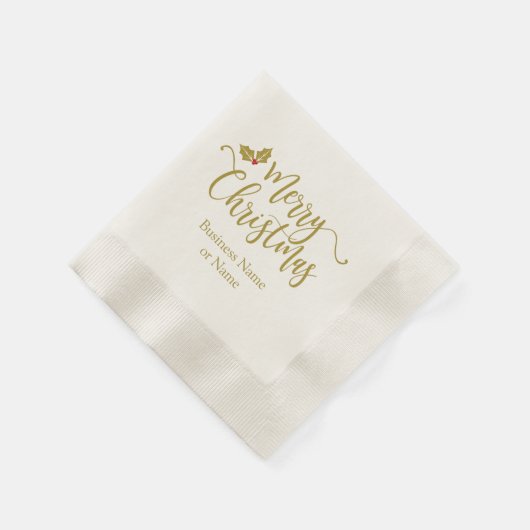 Goldener Christmas design typography and and Holly Serviette (Ecke)