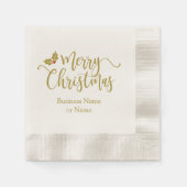 Goldener Christmas design typography and and Holly Serviette (Vorderseite)