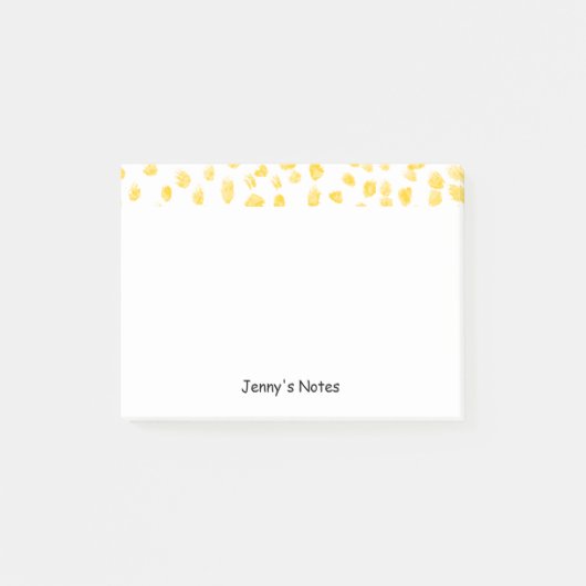 Goldener Confetti-Punkt-Musterchic-individueller Post-it Klebezettel (Vorderseite)