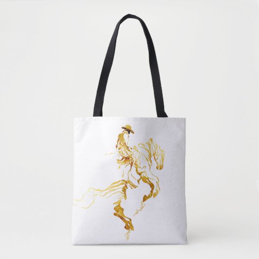 Goldener Cowboy auf aufbäumendem Pferd Tasche (Vorderseite)