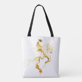 Goldener Cowboy auf aufbäumendem Pferd Tasche (Rückseite)