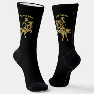 Goldener Cowboy auf einem Pferd Personalisierter N Socken