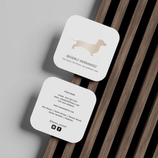 Goldener Dackel Walker Trainer Welpe sitzend Quadratische Visitenkarte