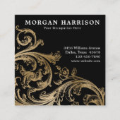 Goldener Damaskus Barockwirl Quadratische Visitenkarte (Vorderseite)
