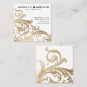 Goldener Damaskus Barockwirl Quadratische Visitenkarte (Vorne/Hinten)