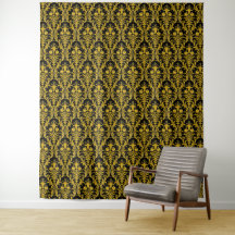 Goldener Damast auf schwarzem floralem eleganten H