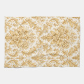 Goldener Damast Blumenmuster Geschirrtuch (Horizontal)