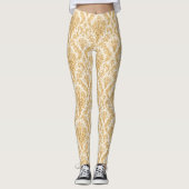Goldener Damast Blumenmuster Leggings (Vorderseite)