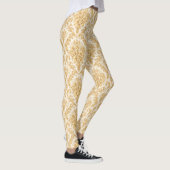 Goldener Damast Blumenmuster Leggings (Rechts)