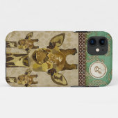 Goldener Damast-Giraffen-Monogramm iPhone Kasten Case-Mate iPhone Hülle (Rückseite (Horizontal))