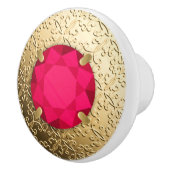 Goldener Damast mit Ruby-Edelstein-Imitaten Keramikknauf (Rechts)