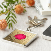 Goldener Damast mit Ruby-Edelstein-Imitaten Schlüsselanhänger (Seite)