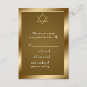Goldener Davidstern RSVP Karte