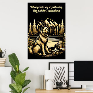 Goldener deutscher Hirte am Campfire Poster