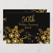 Goldener Diamant Blütenwirl 50 Jahre UAWG Einladung (Vorne/Hinten)