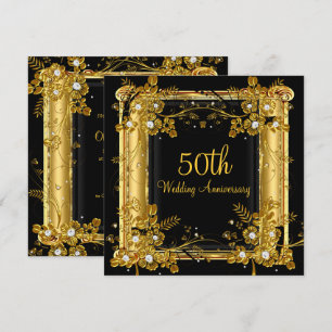 Goldener Diamant-Blütenwirl aus dem 50. Jubiläum Einladung