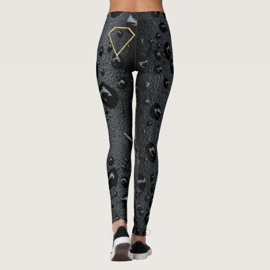 Goldener Diamant in Schwarz, benutzerdefinierter D Leggings (Rückseite)
