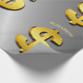 Goldener Dollar-funkelndes Zeichen-Geld-Symbol Geschenkpapier (Ecke)