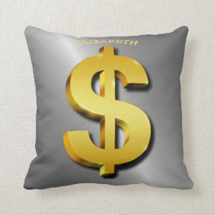 Goldener Dollar-funkelndes Zeichen-Geld-Symbol Kissen