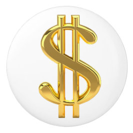 Goldener Dollar-Zeichen-Griff Keramikknauf