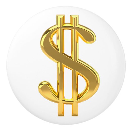 Goldener Dollar-Zeichen-Griff Keramikknauf (Vorderseite)