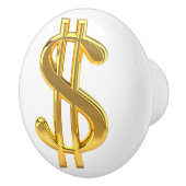 Goldener Dollar-Zeichen-Griff Keramikknauf (Rechts)