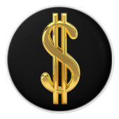 Goldener Dollar-Zeichen-Griff Keramikknauf (Vorderseite)