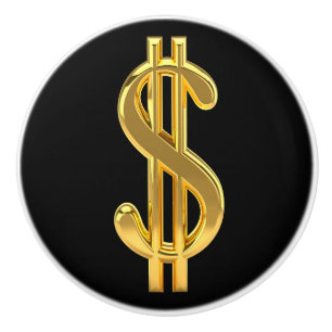 Goldener Dollar-Zeichen-Griff Keramikknauf