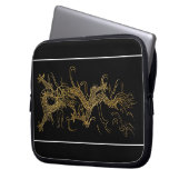 Goldener Drache auf einem schwarz-asiatisch gestal Laptopschutzhülle (Vorderseite Links)