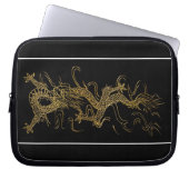 Goldener Drache auf einem schwarz-asiatisch gestal Laptopschutzhülle (Vorderseite)