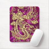 Goldener Drache auf Magenta Satin Mousepad (Mit Mouse)