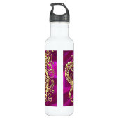 Goldener Drache auf Magenta Satin Print Trinkflasche (Rückseite)