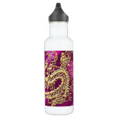 Goldener Drache auf Magenta Satin Print Trinkflasche (Rechts)