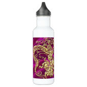 Goldener Drache auf Magenta Satin Print Trinkflasche (Links)