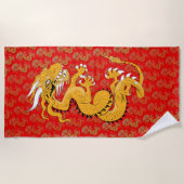 Goldener Drache auf Red Beach Handtuch (Vorderseite)