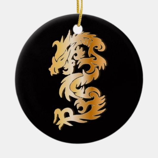 Goldener Drache auf schwarz Keramikornament (Vorne)