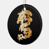 Goldener Drache auf schwarz Keramikornament (Links)