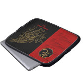 Goldener Drache auf Schwarz und Rot - Personalisie Laptopschutzhülle (Vorne Knopf)