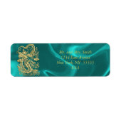 Goldener Drache auf Türkis Satin Print (Vorne)